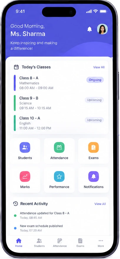 Tuition Classes faculty app dashboard